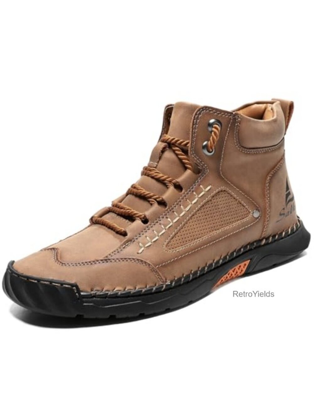 Mens Leather Orthopedic Handmade Mid Top Boots Arch Support Waterproof Non-Slip
